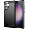 Image de htdmobiles Coque pour Samsung Galaxy S24 Ultra 5G - Housse Etui Silicone Gel Carbone + Verre trempe - Noir
