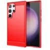 Image de htdmobiles Coque pour Samsung Galaxy S24 Ultra 5G - Housse Etui Silicone Gel Carbone + Verre trempe - Rouge