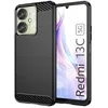 Image de htdmobiles Coque pour Xiaomi Redmi 13C / Poco C65 / Poco M6 5G - Housse Etui Silicone Gel Carbone + Verre trempe - Noir