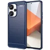Image de htdmobiles Coque pour Xiaomi Redmi Note 13 Pro+ Plus 5G - Housse Etui Silicone Gel Carbone + Verre trempe - Bleu Fonce