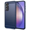 Image de htdmobiles Coque pour Samsung Galaxy A55 5G - Housse Etui Silicone Gel Carbone + Film ecran - Bleu Fonce