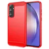 Image de htdmobiles Coque pour Samsung Galaxy A55 5G - Housse Etui Silicone Gel Carbone + Film ecran - Rouge