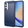 Image de htdmobiles Coque pour Samsung Galaxy A35 5G - Housse Etui Silicone Gel Carbone + Verre trempe - Bleu Fonce