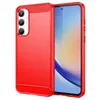 Image de htdmobiles Coque pour Samsung Galaxy A35 5G - Housse Etui Silicone Gel Carbone + Verre trempe - Rouge