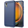 Image de htdmobiles Coque pour Samsung Galaxy Xcover 7 - Housse Etui Silicone Gel Carbone + Verre trempe - Bleu Fonce
