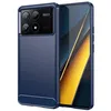 Image de htdmobiles Coque pour Xiaomi Redmi K70E 5G / Poco X6 Pro 5G - Housse Etui Silicone Gel Carbone + Film ecran - Bleu Fonce