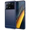 Image de htdmobiles Coque pour Xiaomi Redmi K70E 5G / Poco X6 Pro 5G - Housse Etui Silicone Gel Carbone + Verre trempe - Bleu Fonce