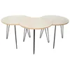 Image de HOME DECO FACTORY - HD3881 Lot de 3 Tables Basses Modulables - Bois et Métal - Design Moderne - Table Ronde et Lune - Taille Unique - Couleur Beige et Blanc