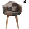 Image de Home Deco Factory - 2 Fauteuils patchwork marron - 62x59x84 cm OS