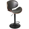 Image de HOME DECO FACTORY Chaise de Bar Haute Rétro Bois et Fer Réglable Noir