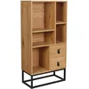 Image de HOME DECO FACTORY - Bibliothèque en Bois et métal - Meuble de Rangement avec 2 tiroirs et 5 Compartiments - Design Moderne pour Salon - 120 x 60 x 29 cm - Couleur Naturelle - Collection Abbott