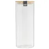 Image de COOK CONCEPT Bocal en Verre et Bambou 1,6 L Transparent | Verre, couvercle en bambou, contenance 1,6 L, conservation céréales pâtes fruits secs, réutilisable, transparent