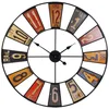 Image de HOME DECO FACTORY - HO2921, Horloge Murale Industrielle Chic en métal, diamètre 80 cm, Fonctionne avec 1 Pile AA (Non Incluse), Couleur Noir-Rouge-Jaune-Violet.