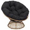 Image de HOME DECO FACTORY - HD7235 Fauteuil Pivotant Extérieur 1 Place, Chaise Relax Ronde 360°, Coussin Épais Confortable, Mobilier Jardin Balcon Terrasse, 87x98x82 cm, Noir - Naturel