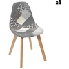 Image de Home Deco Factory - 4 Chaises Patchwork blanc/gris/marron - 47.3x53.5x87.3 cm OS