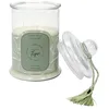 Image de HOME DECO FACTORY - BO5580 Bougie Parfumée Bonbonnière - Senteur Figue - Cire de Paraffine - Pot en Verre - Mèche en Coton - Hauteur 29 cm - Dimensions 15.8 x 15.8 cm - Vert