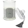 Image de HOME DECO FACTORY - BO5581, Bougie Parfumée Bonbonnière Grise - Senteur Fleur de Coton - Cire de Paraffine - Pot en Verre - Mèche en Coton - Hauteur 29 cm - Dimensions 15.8 x 15.8 cm