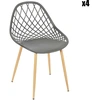 Image de Home Deco Factory - 4 Chaises d'extérieur Malaga gris/ marron - 52.3x53.3x83.4 cm OS