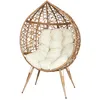 Image de HOME DECO FACTORY Fauteuil  uf en Résine Tressée Coussin en Tissu Brun