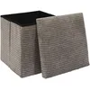 Image de HOME DECO FACTORY Coffre Pouf Pliable Côtelé Scott Multifonction Taupe | Textile côtelé, coffre pouf pliable, modèle Scott, assise et rangement, format cube 38x38x38 cm, multifonction, taupe