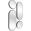 Image de HOME DECO FACTORY - HD0401 Ensemble de 4 Miroirs Décoratifs Ronds et Ovales - Design Géométrique Moderne, Encadrement Noir Élégant, Taille Variée, Couleur Noir