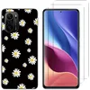 Image de NOVAGO Compatible avec Xiaomi Mi 11i 5G et Poco F3 6,67''- Pack Complet- Coque arrière avec Motif imprimé+ 2 Films vitre Protection écran en Verre trempé -Fleurs Noirs