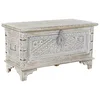 Image de PEGANE Coffre en Bois de manguier et Laiton Coloris Blanc Vieilli - Longueur 88 x Profondeur 40 x Hauteur 45 cm