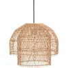 Image de PEGANE Suspension luminaire en métal Noir et rotin Coloris Naturel - Diamètre 38 x Hauteur 30 cm