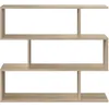 Image de PEGANE Bibliothèque, étagère Basse 3 Niveaux en Bois mélaminé chêne - Longueur 110 x Profondeur 24 x Hauteur 97 cm