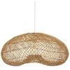 Image de PEGANE Lampe Suspendue, Suspension luminaire en Bois de rotin Coloris Beige et métal Blanc - Longueur 68 x Profondeur 58 x Hauteur 33 cm