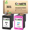 Image de COMETE, Marque française - 301-2 Cartouches d'encre Compatibles avec HP 301 - pour HP Deskjet 2540 1050 2050 Envy 4500 4502 5530 OfficeJet 2620 4630 4632 (Noir et Couleur)