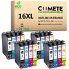 Image de COMETE, Marque française - 16XL - 16 Cartouches d'encre Compatibles avec Epson 16 XL T1631 Stylo Plume - pour Cartouche Epson WF 2510 Workforce WF 2010 2530 2540 (4 Noir et 12 Couleur)