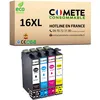 Image de COMETE, Marque française - 16XL - 4 Cartouches d'encre Compatibles avec Epson 16 XL Stylo Plume - pour Epson Workforce WF-2510 WF-2750 WF-2760 WF-2660 WF-2650 (1 Noir et 3 Couleur)