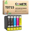 Image de COMETE, Marque Française - T0715-5 Cartouches d'encre Compatibles avec Epson T0715 Guépard - pour Epson Stylus SX205 SX218 SX400 SX510W SX515W DX7450 DX8450 (2 Noir et 3 Couleur)