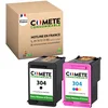 Image de COMETE, Fabriqué en France - 304-2 Cartouches d'encre Compatibles avec HP 304 - pour Imprimante HP 5010 5020 5030 Deskjet 2620 2622 2630 - sans Affichage du Niveau d'encre (Noir et Couleur)
