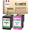 Image de COMETE, Fabriquée en France - 303XL - 2 Cartouches d'encre Compatibles avec HP 303 XL - pour HP Envy Photo 6220 6230 7130 7220 7830 7900 Tango X - sans Affichage du Niveau d'encre (Noir et Couleur)