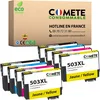 Image de COMETE - Cartouches d'encre Compatibles avec EPSON 503 503XL - Lot de 8