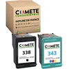 Image de COMETE, Marque française - 338 343-2 Cartouches d'encre Compatibles avec HP 338 343 - pour HP Photosmart B8350 2605 2610 Deskjet 460 5740 Officejet H470 100 (Noir et Couleur)