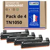 Image de COMETE, Marque Française - TN1050 - 4 Cartouches de Toners Compatibles avec Brother TN1050 - pour Brother DCP-1510 DCP-1512 DCP-1610W DCP-1612W HL-1112 HL-1210W MFC-1810 MFC-1910W (4 Noir)