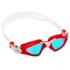 Image de Aqua Sphere Kayenne Lunettes de natation compactes pour homme - Pour triathlon - Rouge et blanc - Bleu titane miroir