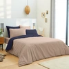 Image de Coton Pur - Parure housse de couette, drap housse & taies lin/marine 140x190 cm