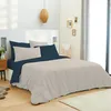 Image de UNIVERSDECOR - Pack 6 pièces Bicolore réversible housse de couette 260 x 240 cm pour lit 180 x 200 cm 'King size' 100% coton/ 57 fils/cm² (Lin/Marine, housse de couette 240 x 260 cm lit 180 x 200 cm)