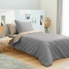 Image de Coton Pur - Parure housse de couette, drap housse & taies taupe/lin 90x190 cm