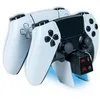 Image de NACON Station de Charge Double PS5 pour Manettes DualSense & Edge - Chargeur Rapide 3H, Éclairage RGB Personnalisable, Minuterie Programmable, Câble USB Inclus