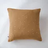Image de Taie d'oreiller 60x60 cm Gaze de Coton à Pois brodés Camel