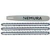 Image de Nemura Guide de 45 cm et Lot de 3 Chaînes de tronçonneuse - 72 Maillons Entraîneurs - Pas 325/ LP - Jauge 0.58 (1,5mm) - Pièces Détachées de qualité professionnelle pour Outillage - Marque Française
