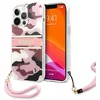 Image de CG MOBILE Guess Coque de téléphone pour iPhone 13 Pro en Camouflage Rose avec Sangle en Nylon, Anti-Rayures, Confortable et Durable, Coque Rigide avec Ports accessibles, Absorption des Chocs et Logo