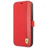 Image de Ferrari FESAXFLBKP13SRE Coque de Protection pour iPhone 13 Mini 5,4" Motif Rayures de Carbone Rouge