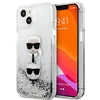 Image de Karl Lagerfeld KLHCP13SKICGLS Coque de Protection pour iPhone 13 Mini 5,4" Argent Liquid Glitter Karl&Choupette Head