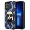 Image de Karl Lagerfeld KLHCP13LPMNIKBL Coque pour iPhone 13 Pro / 13 6,1" Coque rigide bleue avec monogramme patch iconique